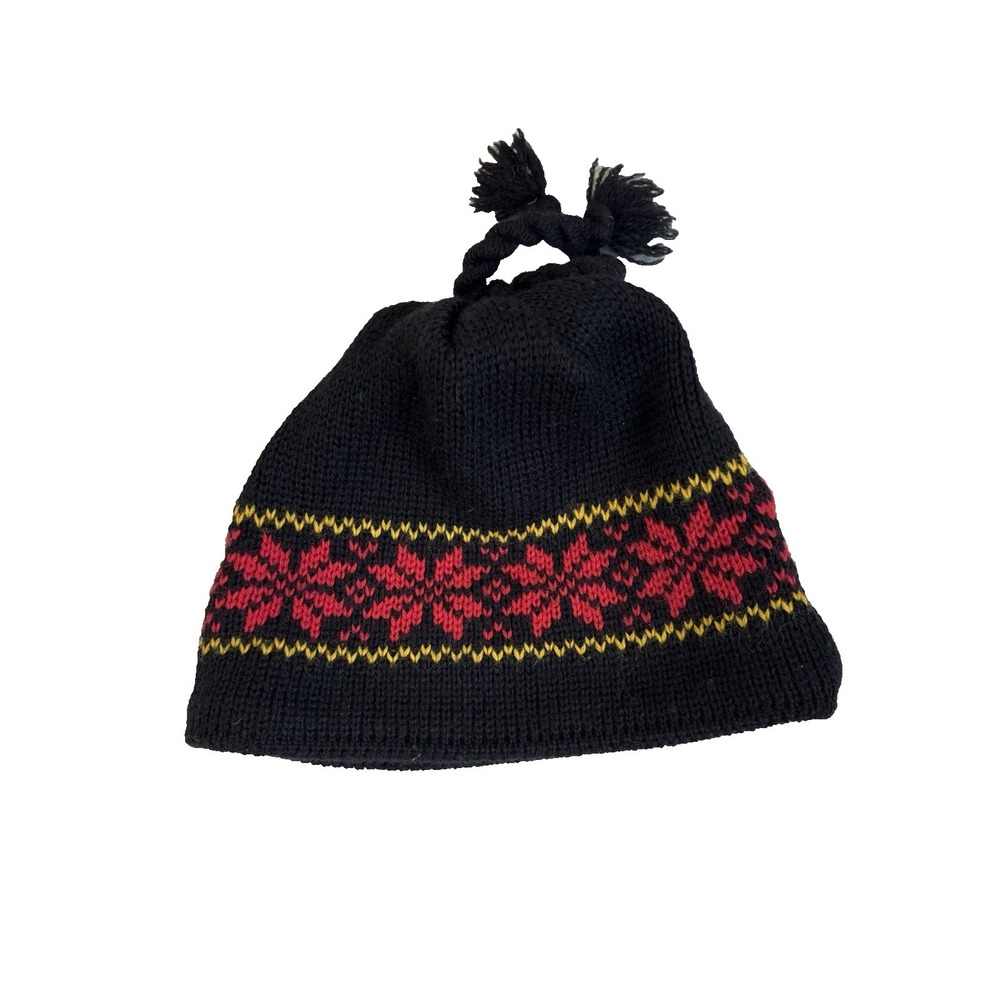 Jytte Wool Blend Knit Hat Tassels Ice Flower Classic Nordic Snowflake USA